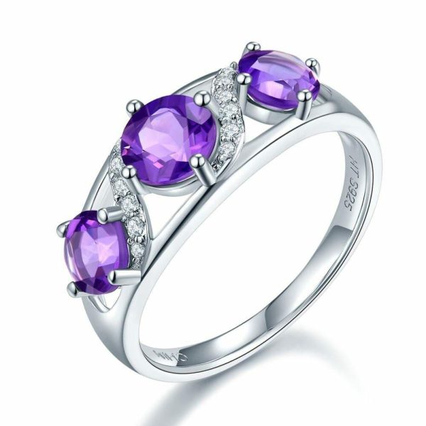 Amethyst | 3 Stones Natural African Amethyst- 925 Sterling Silver