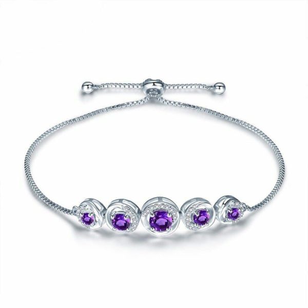 Amethyst | African Amethyst Adjustable Bracelet – 925 Sterling Silver Purple