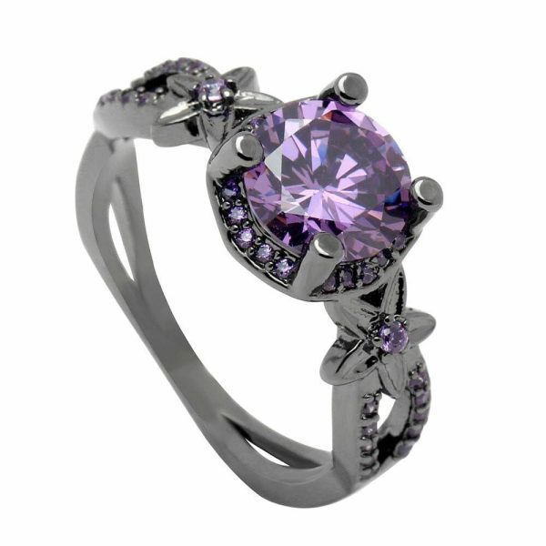 Amethyst | Amethyst Flower Black Gold Color