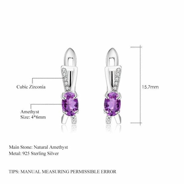 Amethyst | Natural Amethyst Clip Earrings – 925 Sterling Silver Gold