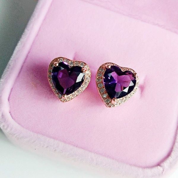 Amethyst | Romantic Heart Shaped Amethyst Gemstone Jewelry Set