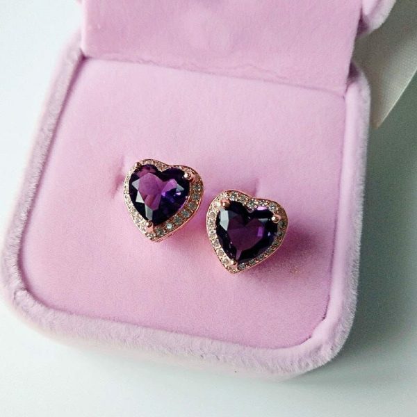 Amethyst | Romantic Heart Shaped Amethyst Gemstone Jewelry Set