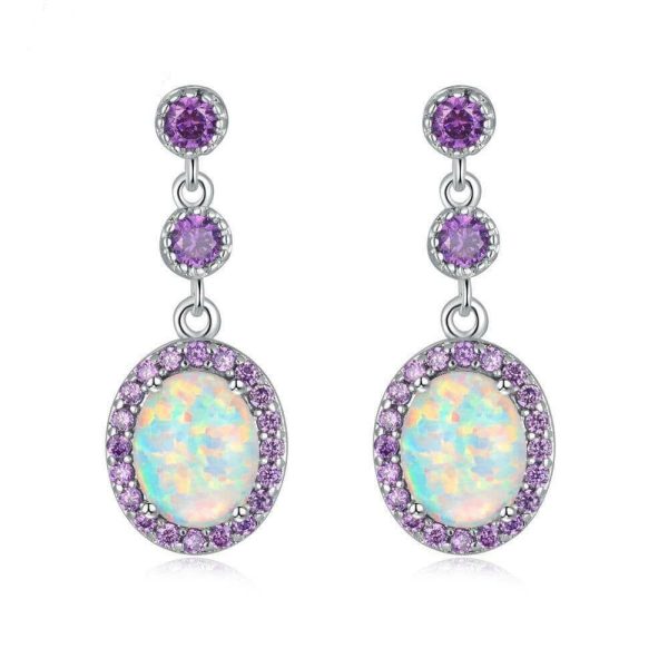 Amethyst | White Fire Opal Amethyst Teardrop Earring