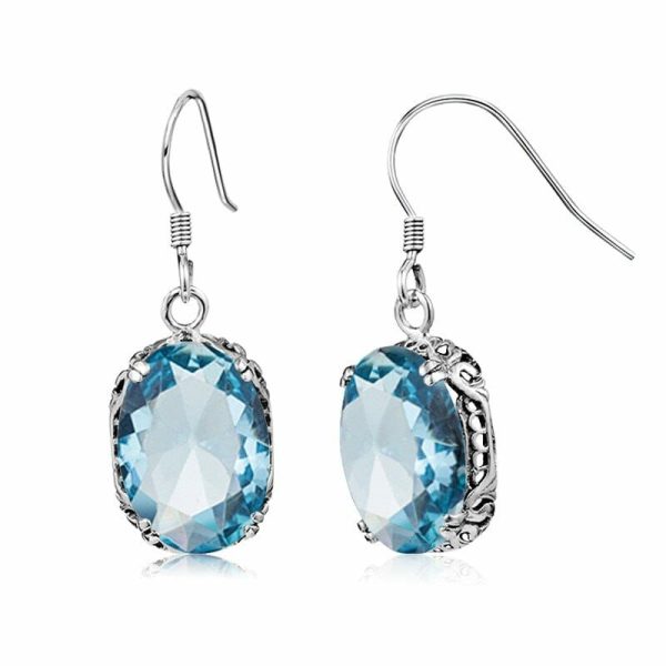 Aquamarine | 925 Sterling Silver Aquamarine Drop Earrings Aquamarine