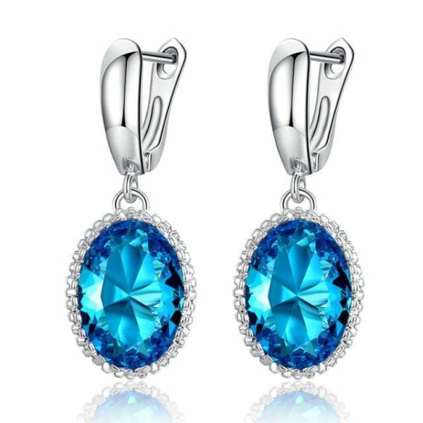 Aquamarine | Aquamarine Oval Drop Earrings – 925 Sterling Silver