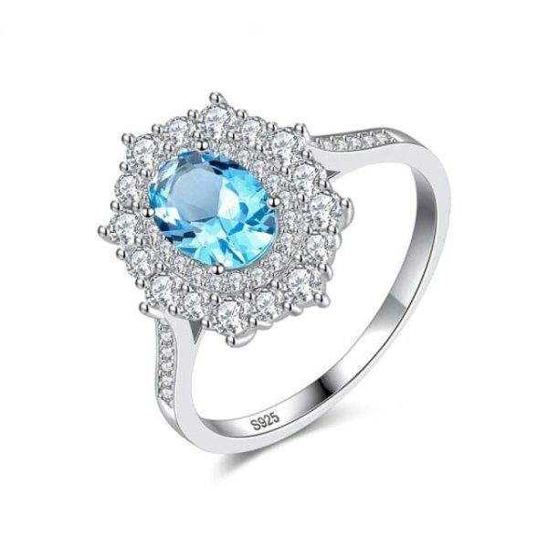 Aquamarine | Aquamarine with High Carbon Diamond- 925 Sterling Silver Gold