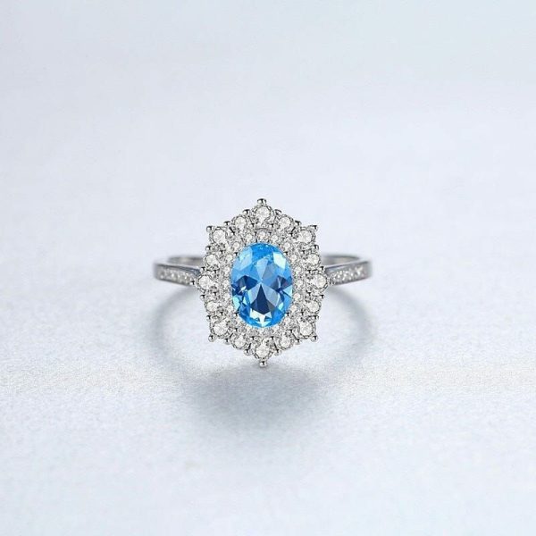 Aquamarine | Aquamarine with High Carbon Diamond- 925 Sterling Silver Gold