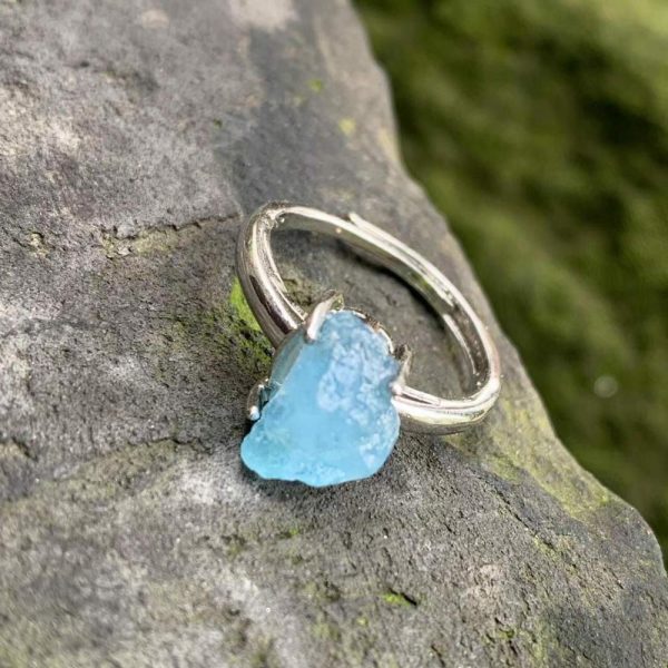 Aquamarine | Natural AquamarineRough Stone Handmade Gold