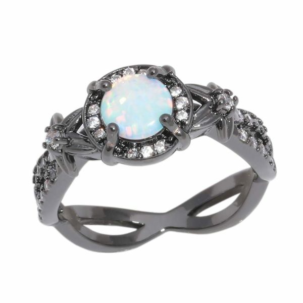 Black Opal | Magnificent White Fire Opal Cubic Zirconia Black Gold