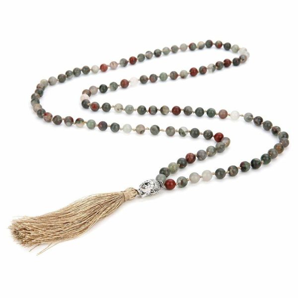 Bloodstone | 108 Mala Beaded Bloodstone Tassel Pendant