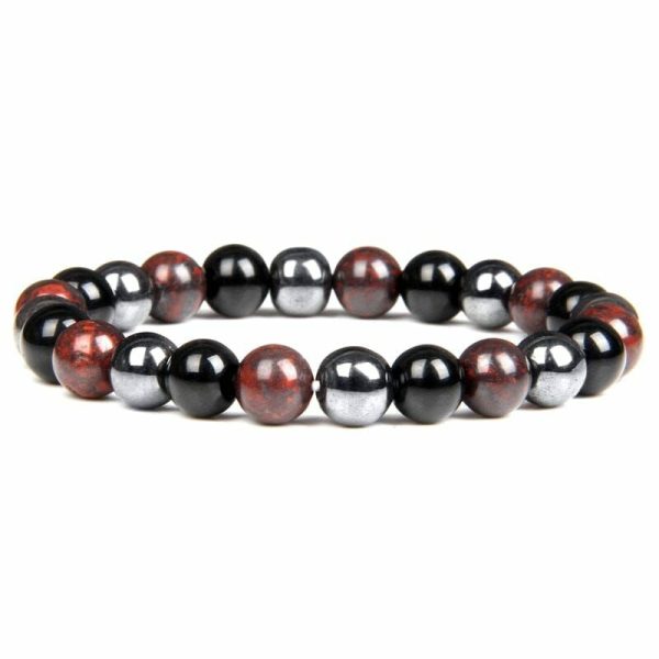 Bloodstone | Black Obsidian, Hematite and Bloodstone Beaded Bracelet