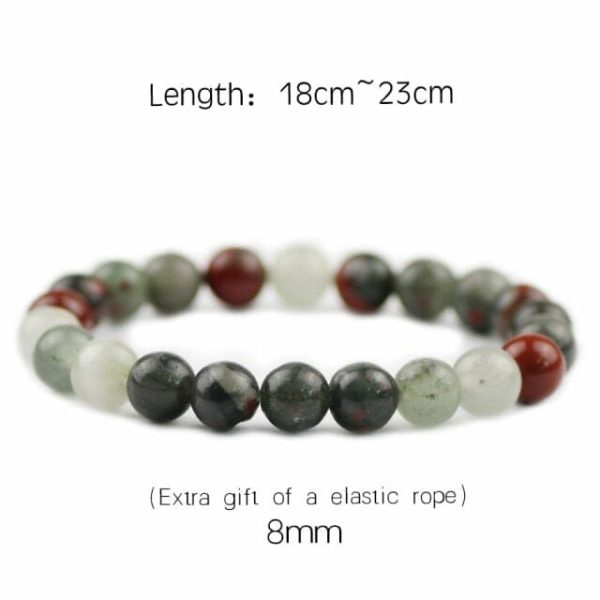 Bloodstone | Braided/Elastic Rope Natural Bloodstone Charm Bracelet