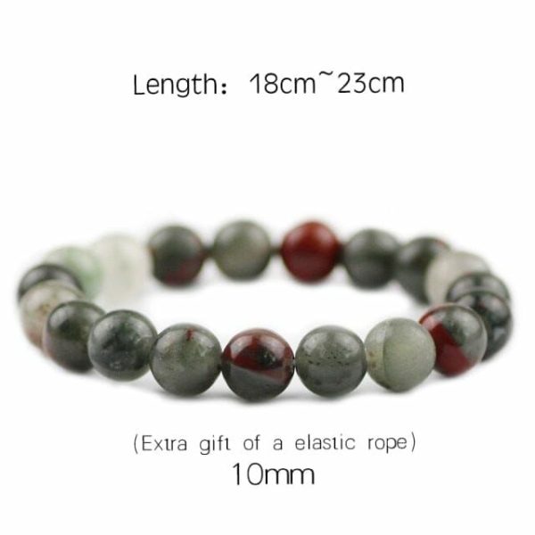 Bloodstone | Braided/Elastic Rope Natural Bloodstone Charm Bracelet