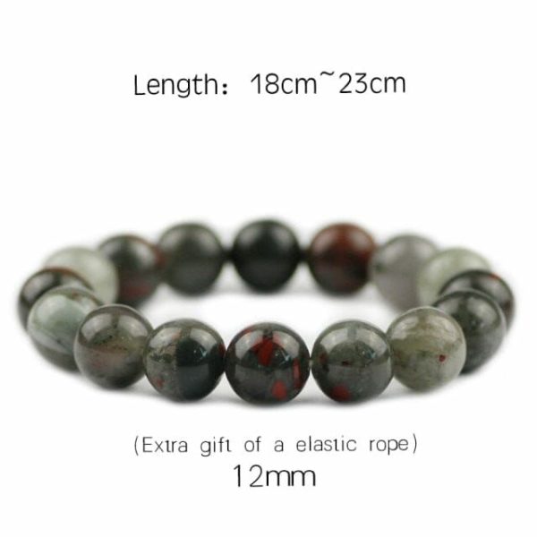 Bloodstone | Braided/Elastic Rope Natural Bloodstone Charm Bracelet