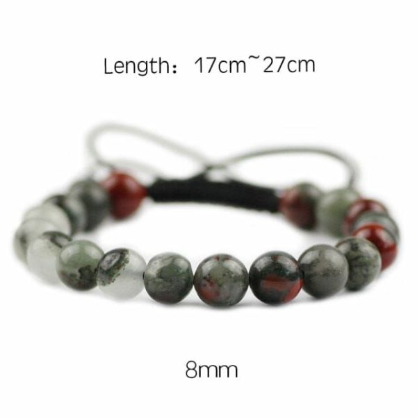 Bloodstone | Braided/Elastic Rope Natural Bloodstone Charm Bracelet