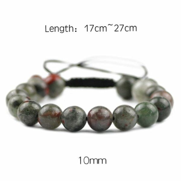 Bloodstone | Braided/Elastic Rope Natural Bloodstone Charm Bracelet