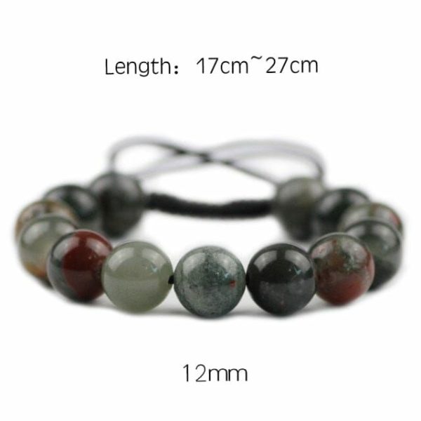 Bloodstone | Braided/Elastic Rope Natural Bloodstone Charm Bracelet