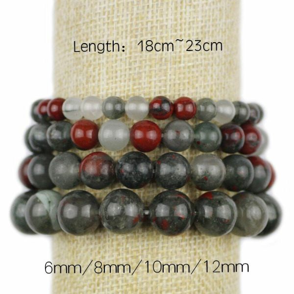 Bloodstone | Braided/Elastic Rope Natural Bloodstone Charm Bracelet