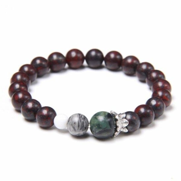 Bloodstone | Buddhism Lotus Bloodstone Charm Bracelet