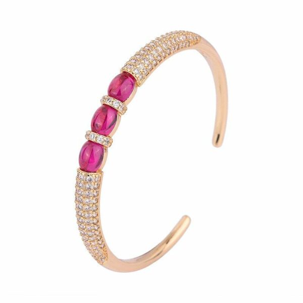 Bracelets | 14K Gold Luxury Ruby Bangle Cuff Bracelet