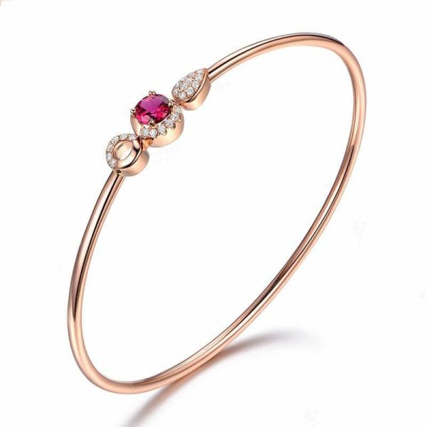 Bracelets | 14K Rose Gold Ruby Cuff Bracelet