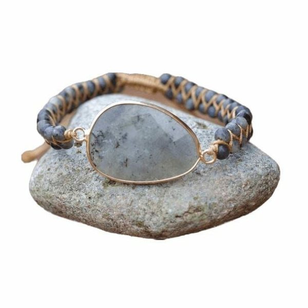 Bracelets | Natural Labradorite Handmade String Braided Charm Bracelet