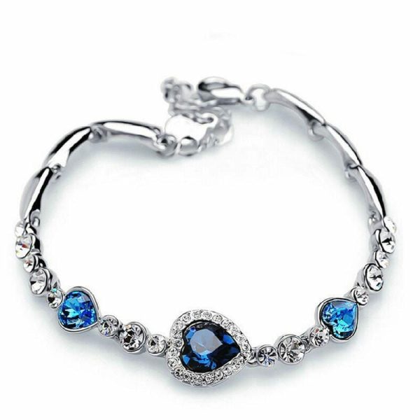 Bracelets | Sapphire Crystal Heart Charm Bracelet