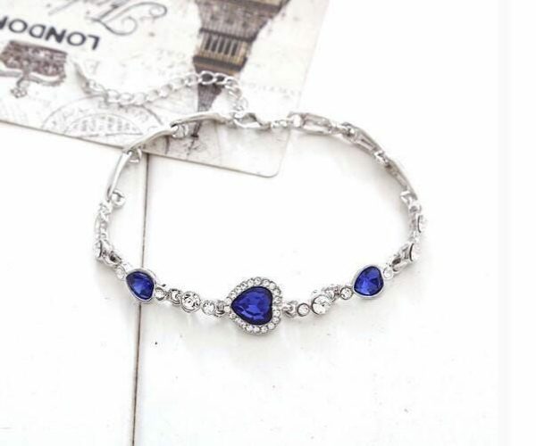 Bracelets | Sapphire Crystal Heart Charm Bracelet