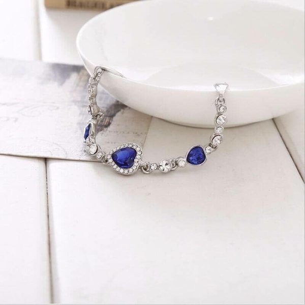 Bracelets | Sapphire Crystal Heart Charm Bracelet