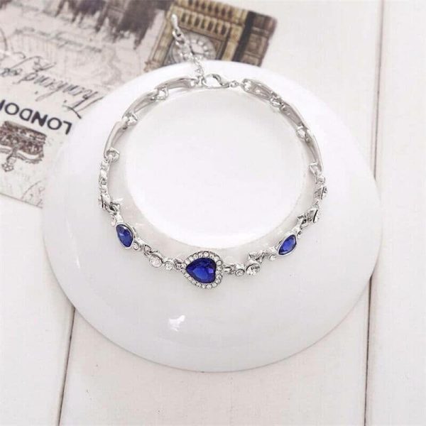 Bracelets | Sapphire Crystal Heart Charm Bracelet