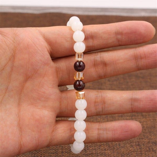 Carnelian | Natural White Chalcedony Charm Bracelet