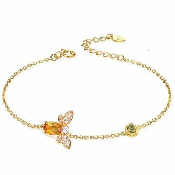 Citrine | Bee Citrine Charm Bracelet – 925 Sterling Silver