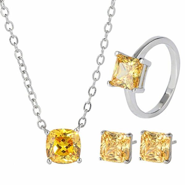 Citrine | Classic Style Citrine Set – 925 Sterling Silver