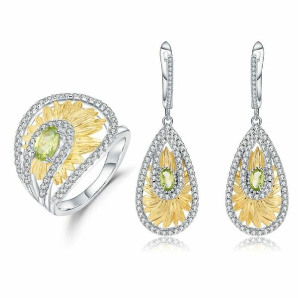 Earrings | 1.89Ct Peridot Gemstoneand Earrings Jewelry Set – 925 Sterling Silver