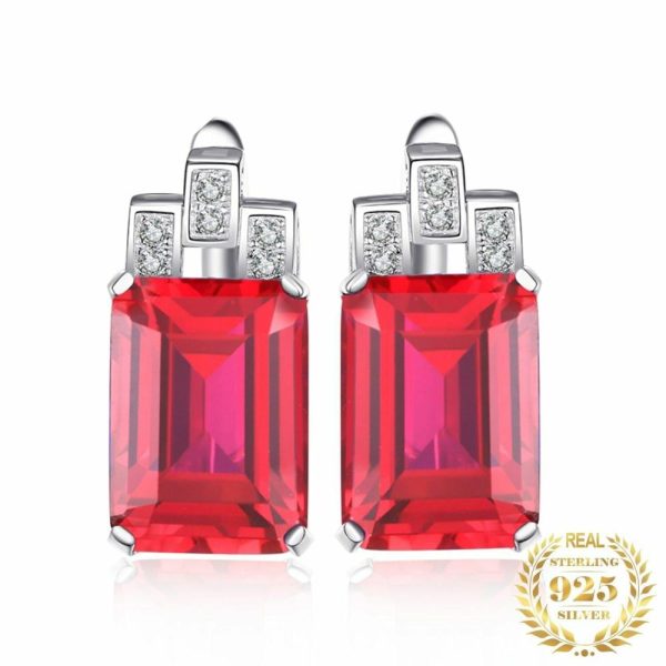 Earrings | 11.5ct Red Ruby 925 Sterling Silver Hoop Earrings