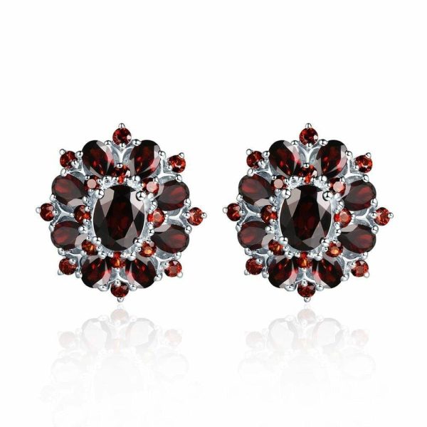 Earrings | 15ct Natural Garnet Clip Earrings – 925 Sterling Silver