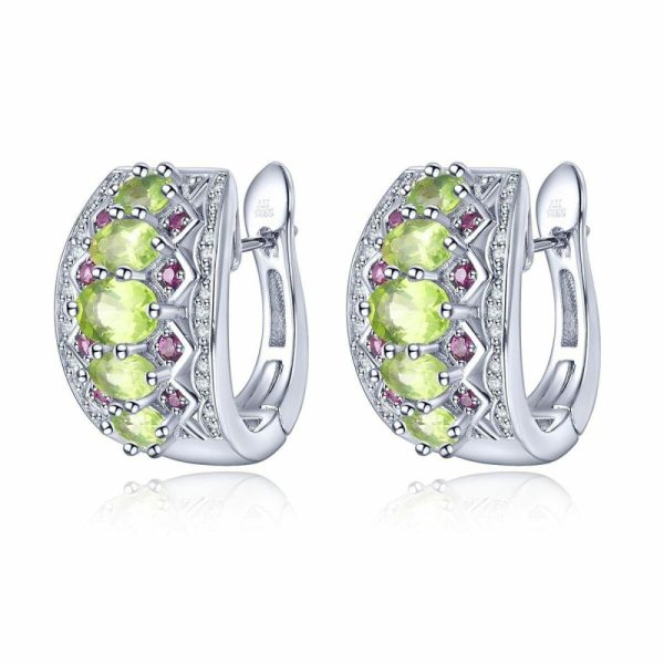 Earrings | 2.85 Carats Peridot 925 Sterling Silver Hoop Earrings