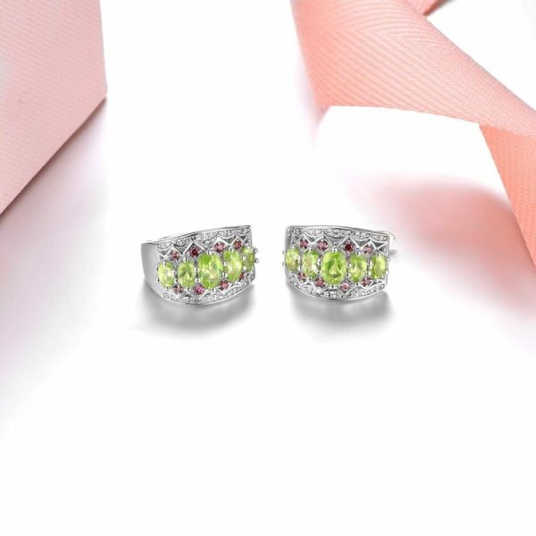 Earrings | 2.85 Carats Peridot 925 Sterling Silver Hoop Earrings