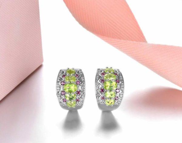 Earrings | 2.85 Carats Peridot 925 Sterling Silver Hoop Earrings