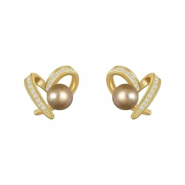 Earrings | Luxury Elegant Heart Pearl Stud Earrings Garnet