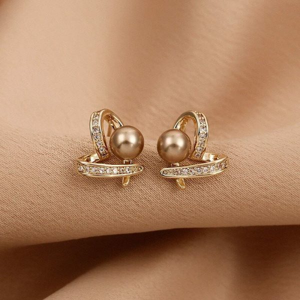 Earrings | Luxury Elegant Heart Pearl Stud Earrings Garnet