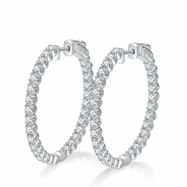 Earrings | Moissanite 925 Sterling Silver Hoop Earrings Silver