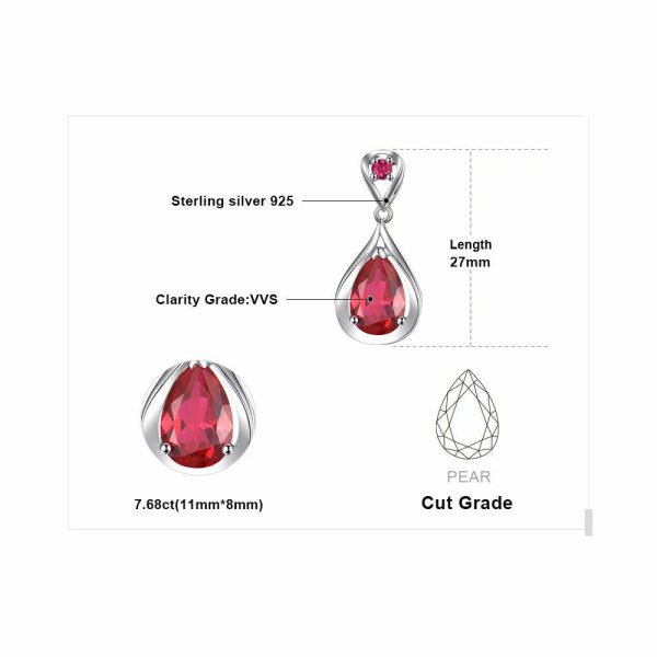 Earrings | Water Drop 7.6ct  Red Ruby 925 Sterling Silver Dangle Drop Earrings Rose Gold