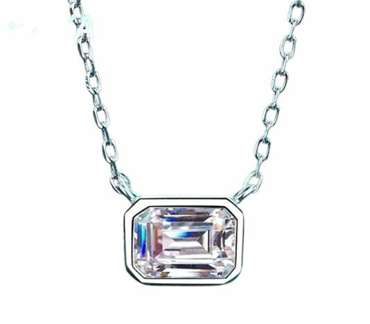 Emerald | 1ct Emerald Cut Moissanite Pendant Green