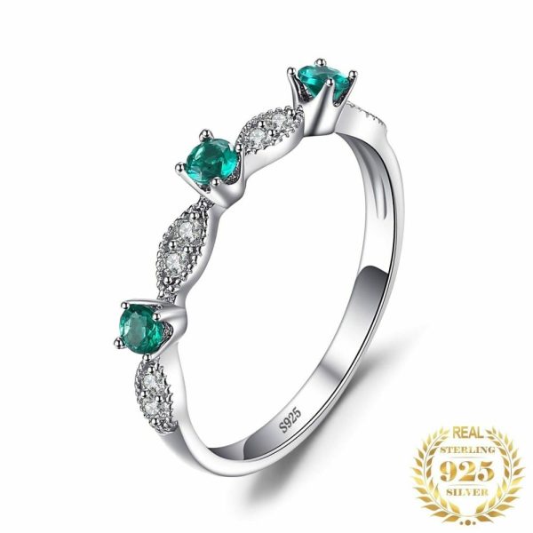 Emerald | 3 Stone Emerald- 925 Sterling Silver