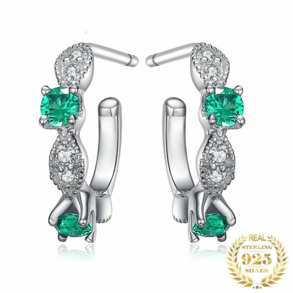 Emerald | 3 Stone Emerald Earrings – 925 Sterling Silver