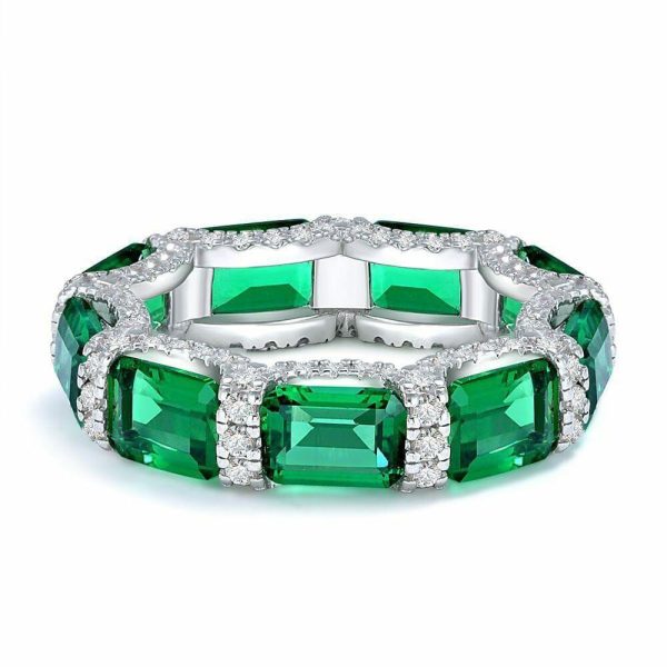 Emerald | 5*7mm Square Emerald 925 Sterling Silver