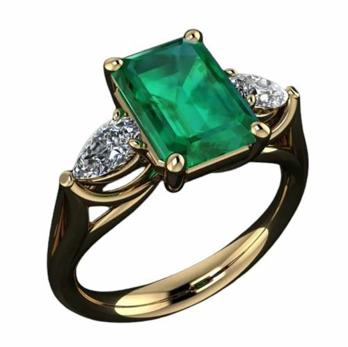 Emerald | Bague  14k Gold color Green Emerald