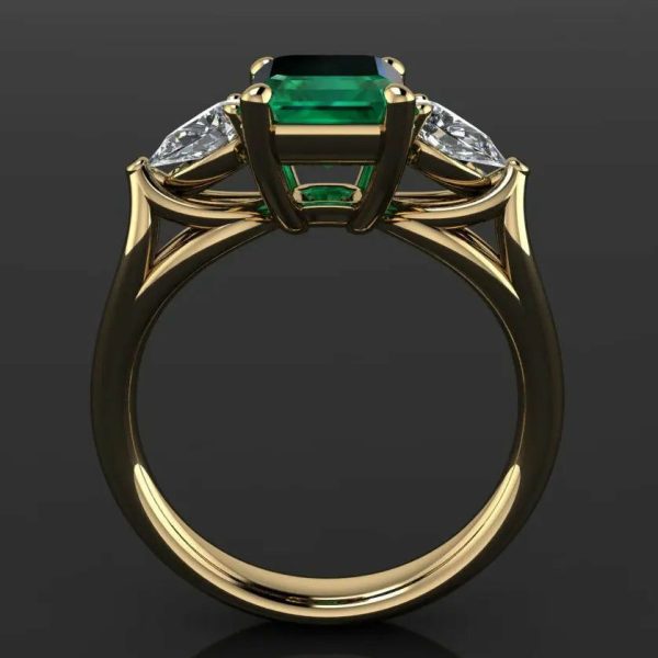 Emerald | Bague  14k Gold color Green Emerald