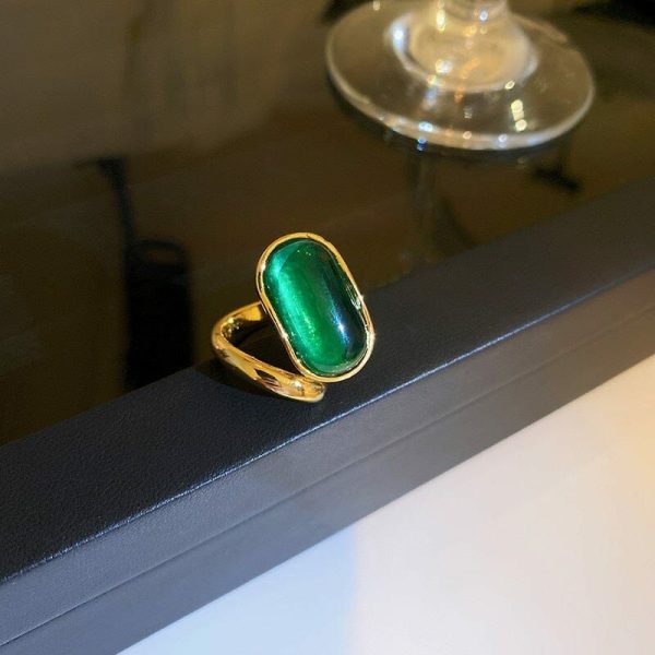 Emerald | Big Emerald Oval Geometric Statement Adjustable